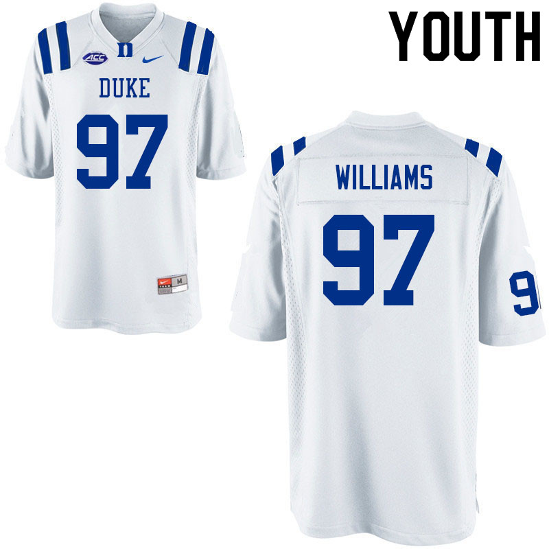 Youth #97 Wesley Williams Duke Blue Devils College Football Jerseys Sale-White